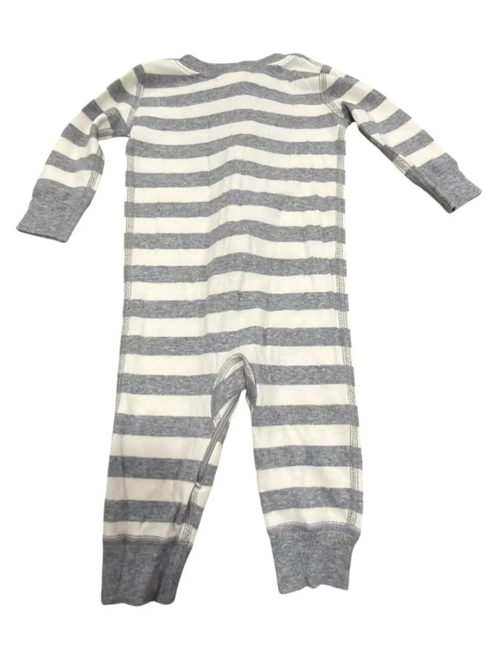Hanna Andersson Baby Zip-Front Sleeper 6-9 Months Gray & White Stripes Organic C